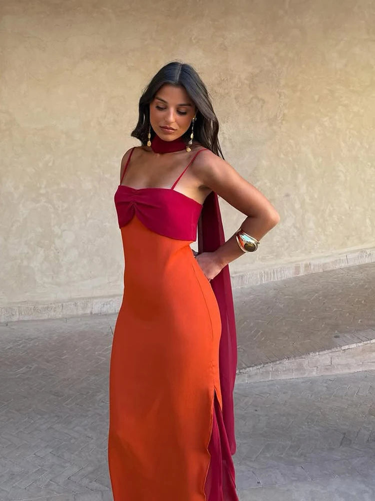 Color Blocking Sling Maxi Dress