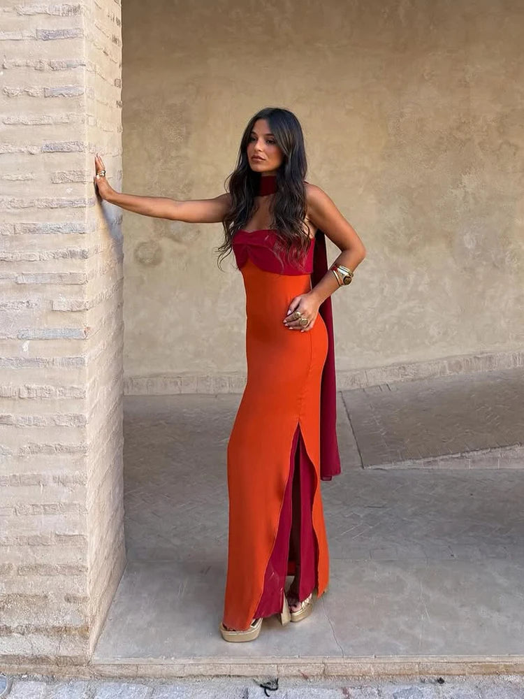 Color Blocking Sling Maxi Dress