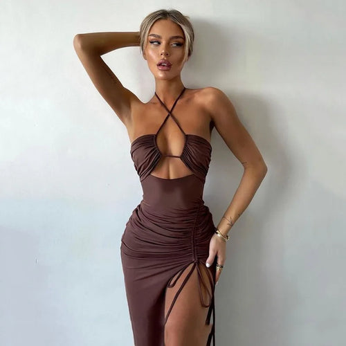 Sexy Backless Midi Party Dress
