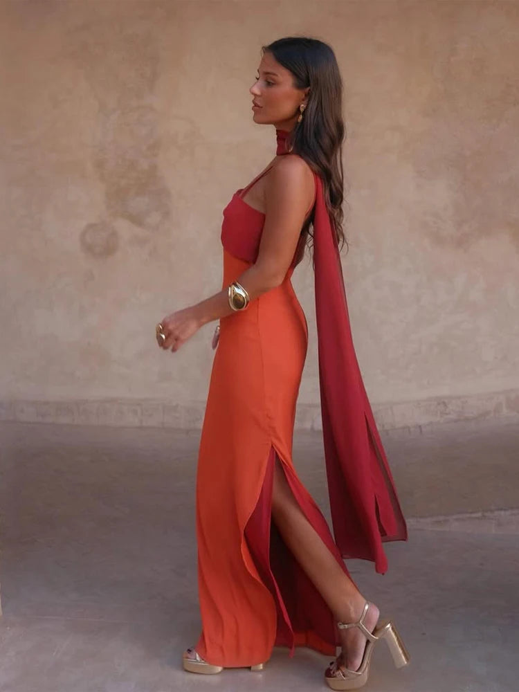 Color Blocking Sling Maxi Dress