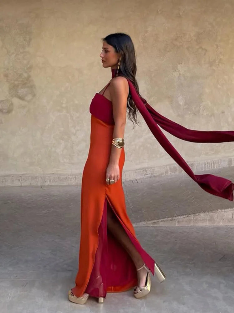 Color Blocking Sling Maxi Dress