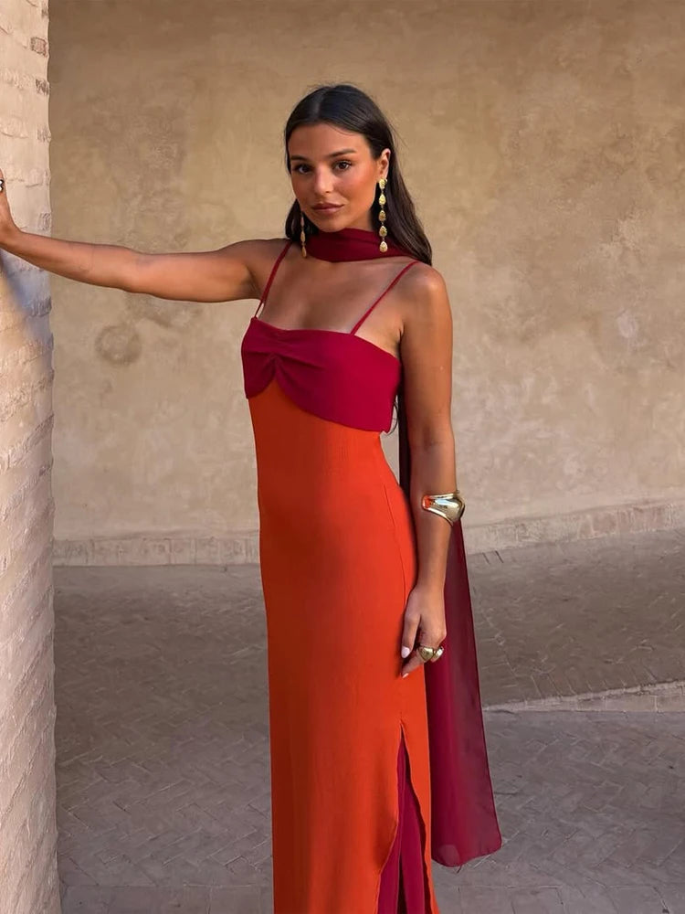 Color Blocking Sling Maxi Dress